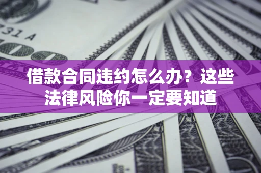武汉借款合同违约怎么办？这些法律风险你一定要知道