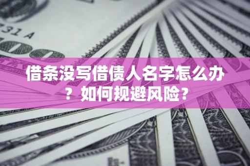武汉借条没写借债人名字怎么办？如何规避风险？