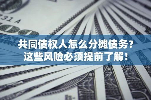 武汉共同债权人怎么分摊债务？这些风险必须提前了解！